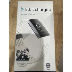Fitbit Charge 3 Fitness Activity Tracker  White And Black No Charger *